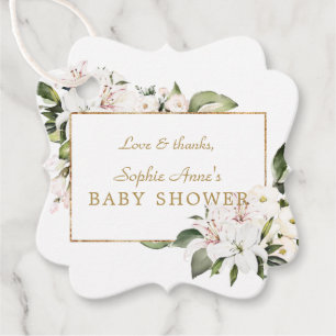 Étiquettes Cadeau Luxe White Imperial Lys Baby shower Rose