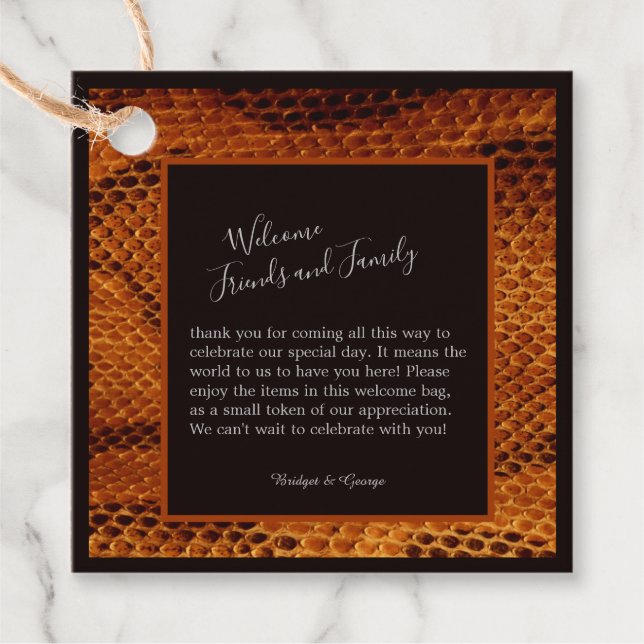 Étiquettes Cadeau luxueux animal en peau de serpent sauvage mariage (Devant)
