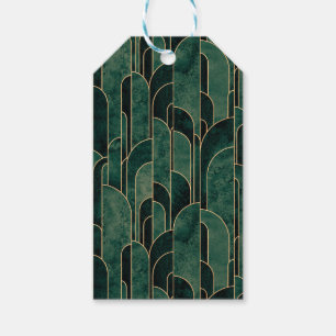 Étiquettes-cadeau Luxueux Motif Art déco Vert et Or