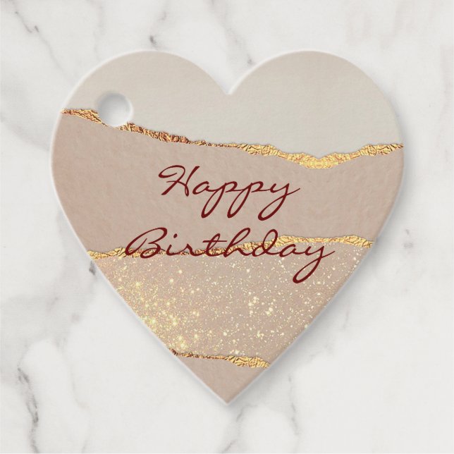Étiquettes Cadeau Luxueux Paillettes Or Rose Personnalisé (Devant)