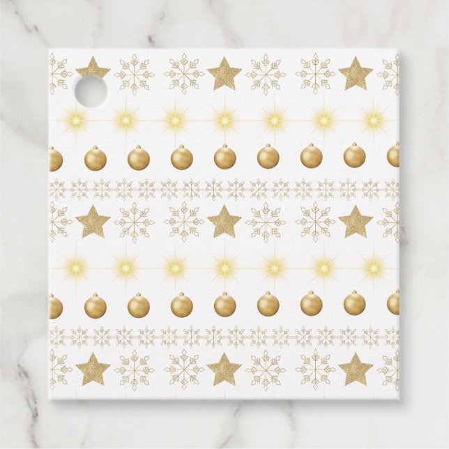 Étiquettes Cadeau Luxury Gold and White Luxury Festive (Devant)
