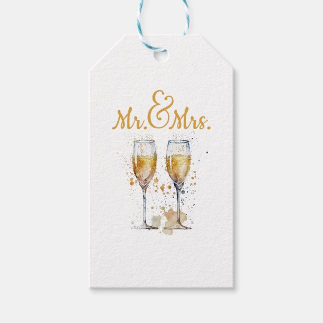 Étiquettes-cadeau M. et Mme Champagne Célébration (Devant)