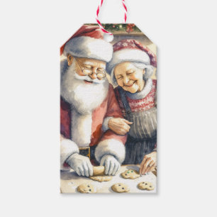 Étiquettes-cadeau M. et Mme Claus Baking Cookies Custom Christmas