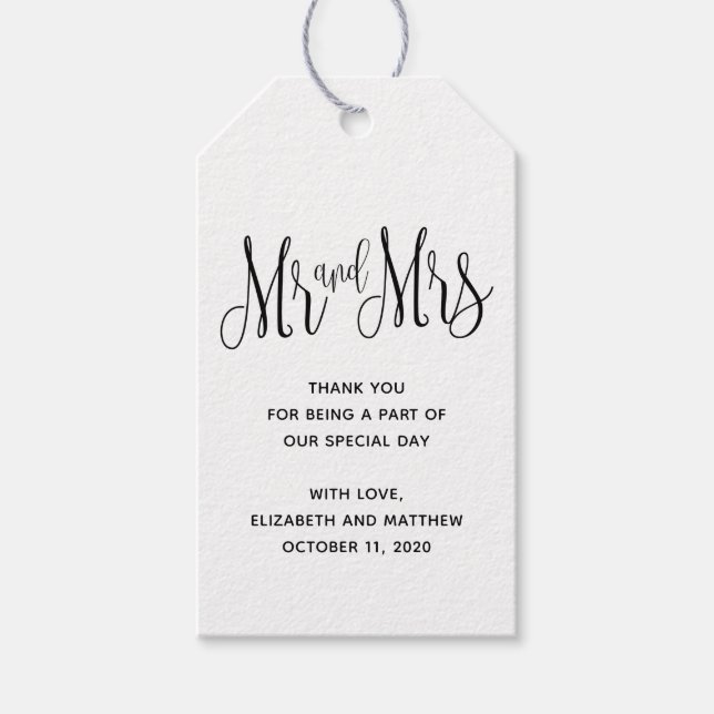 Étiquettes-cadeau M. et Mme country vous remercient. Mariage rustiqu (Devant)