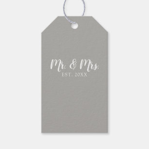 Étiquettes-cadeau M. et Mme Script Mariage établi