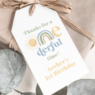 Étiquettes-cadeau M. Onederful 1er anniversaire Merci haché Tags