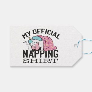 Étiquettes-cadeau Ma chemise de sieste officielle - Lazy sommeil Uni