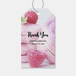 Étiquettes-cadeau Macarons framboises roses Pâtisserie française Ann