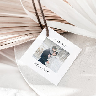 Étiquettes Cadeau Machine à écrire minimaliste Merci avec photo