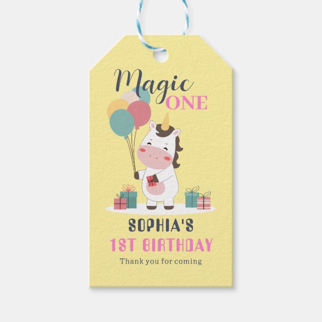 Étiquettes-cadeau Magic One Unicorn 1st Birthday (Devant)