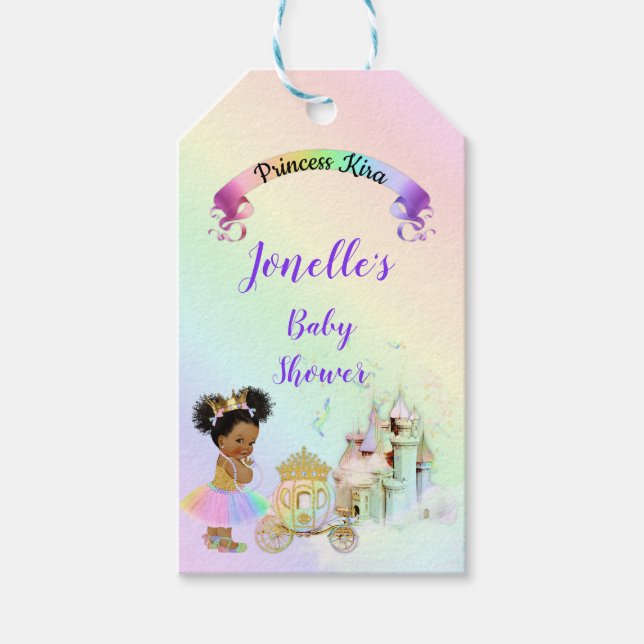 Étiquettes-cadeau Magical Rainbow Princess Castle Carriage (Devant)