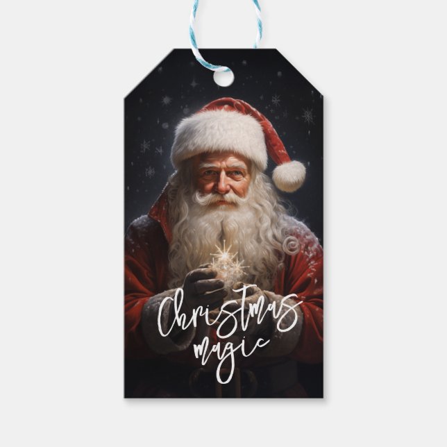 Étiquettes-cadeau "Magie de Noël" Père Noël (Devant)