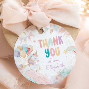 Étiquettes Cadeau Magique Pastel Unicorn Anniversaire Merci