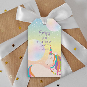 Étiquettes-cadeau Magique Rainbow Unicorn Fille fête d'anniversaire