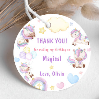 Étiquettes Cadeau Magique Unicorn Rainbow Anniversaire Party