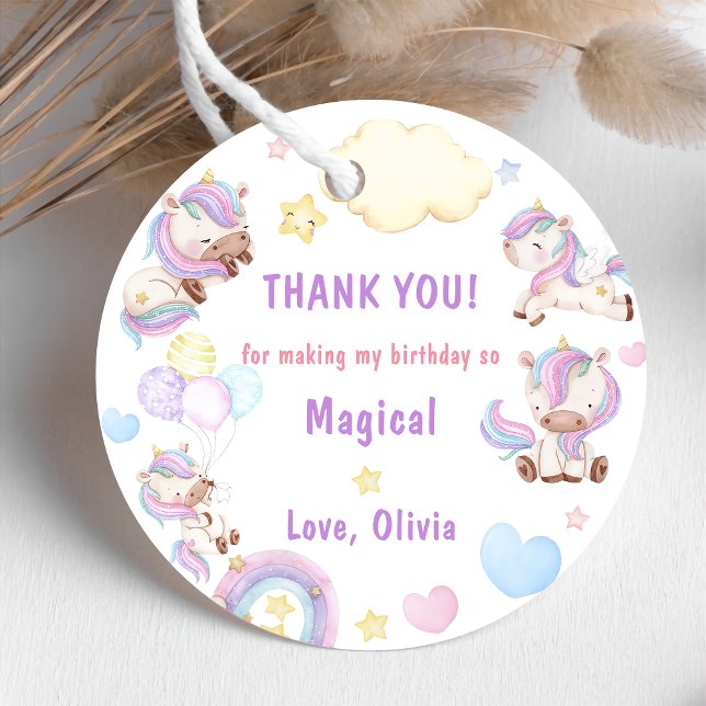 Étiquettes Cadeau Magique Unicorn Rainbow Anniversaire Party (Créateur téléchargé)