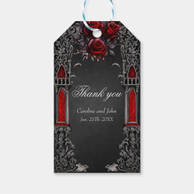 Étiquettes-cadeau Magnifique design mariage gothique foncé. (Devant)