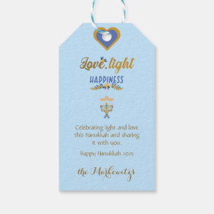 Étiquettes-cadeau Magnifique Hanukkah bleu clair élégant