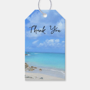 Étiquettes-cadeau Magnifique plage tropicale turquoise Merci