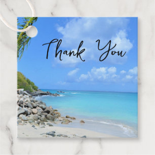 Étiquettes Cadeau Magnifique Plage Tropicale Turquoise Merci