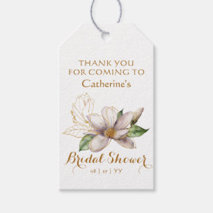 Étiquettes-cadeau Magnolia aquarelle floral violet pour enterrement 