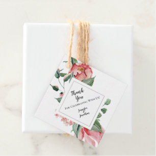 Étiquettes Cadeau Magnolia rose traditionnel Mariage Merci