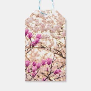Étiquettes-cadeau Magnolias Rose Violet en Fleur - Fleur de Printemp
