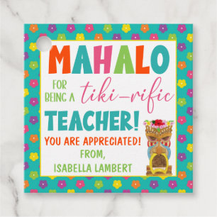Étiquettes Cadeau Mahalo pour être un enseignant tiki-riche Étiquett