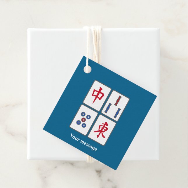 Étiquettes Cadeau Mahjong Jeu Titres Design (En situation)