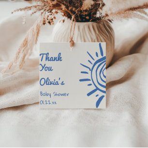 Étiquettes Cadeau Main Bleue Tirée Ici Vient Le Baby shower Fils