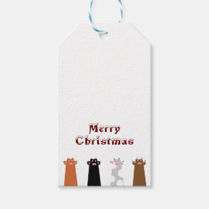 Étiquettes-cadeau main de chats Joyeux Noël