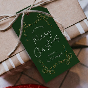 Étiquettes-cadeau Main dessinée Whimsical Unique Moderne Vert Noël