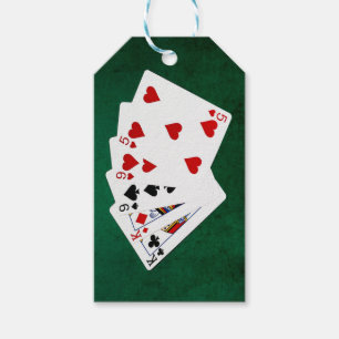 Étiquettes-cadeau Mains de poker - Deux paires - roi, neuf