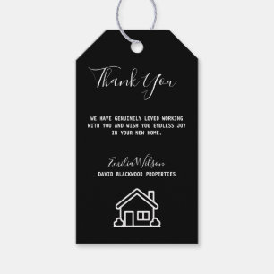 Étiquettes-cadeau Maison de biens immobiliers noir blanc Realtor per