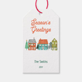 Étiquettes-cadeau Maison de Noël rustique