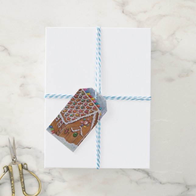 Étiquettes-cadeau Maison de pain d'épice de Noël (Avec de laficelle)