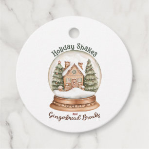 Étiquettes Cadeau Maison de pain d'épice Noël Globe des neiges
