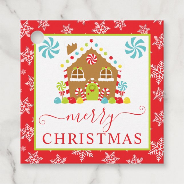 Étiquettes Cadeau Maison en pain d'épices Noël d'hiver (Devant)