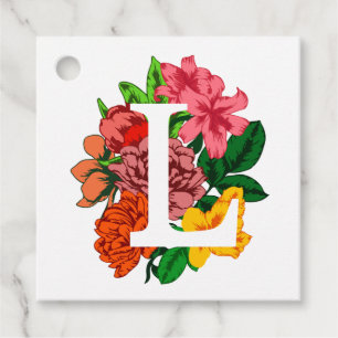 Étiquettes Cadeau Majuscule L monogramme floral