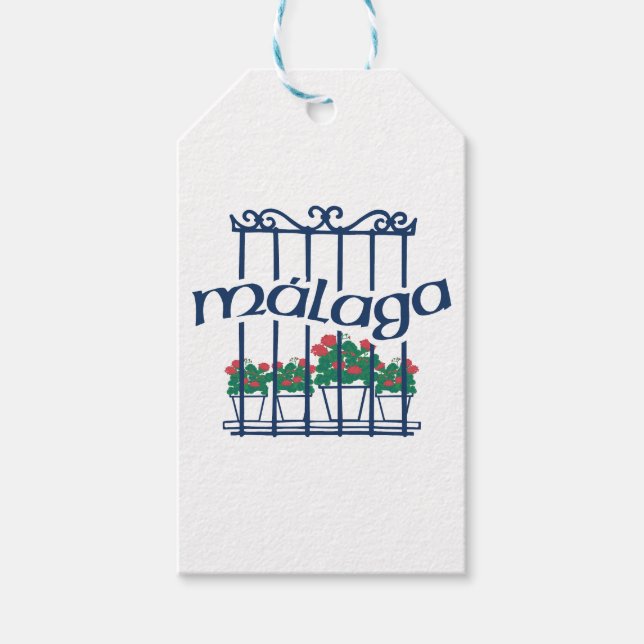 Étiquettes-cadeau Malaga, window with flowers (Devant)