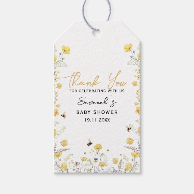 Étiquettes-cadeau Maman d'être Fleur sauvage Cadre Floral Merci (Devant)