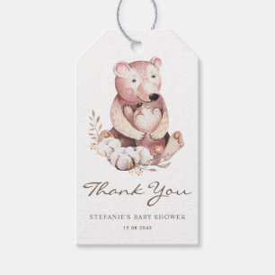 Étiquettes-cadeau Maman et bébé Ours Bois Merci Baby shower