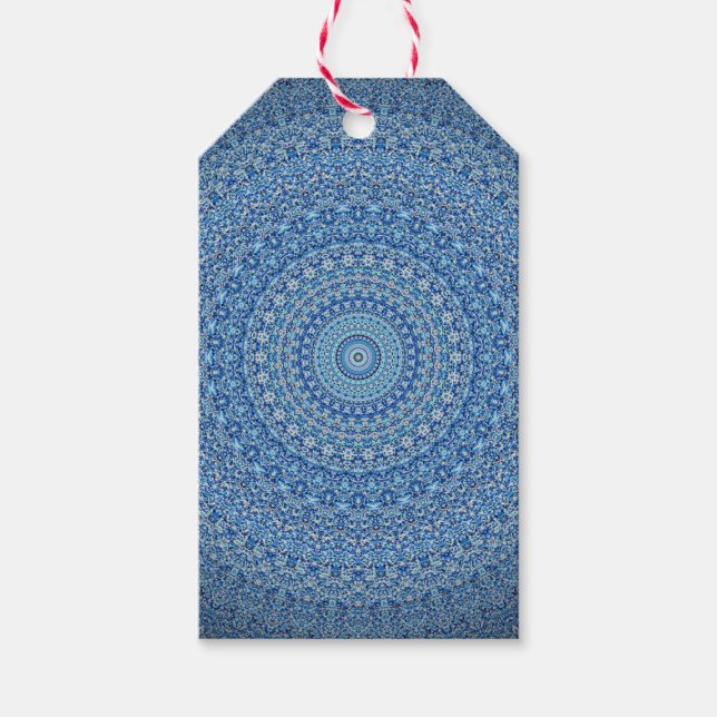 Étiquettes-cadeau Mandala bleu (Devant)