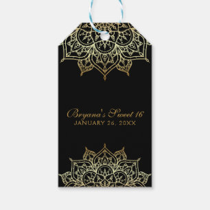 Étiquettes-cadeau Mandala doré Faveur de mariage moderne Black Glam