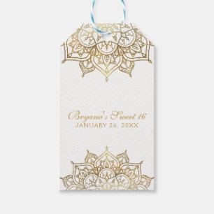 Étiquettes-cadeau Mandala doré Faveur de mariage moderne White Glam