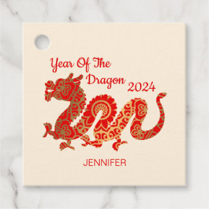 Étiquettes Cadeau Mandala Dragon 2024 - Nouvel An chinois