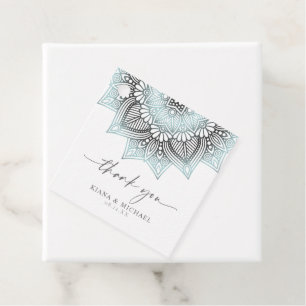 Étiquettes Cadeau Mandala Lace Mariage Merci Lt. Blue ID968
