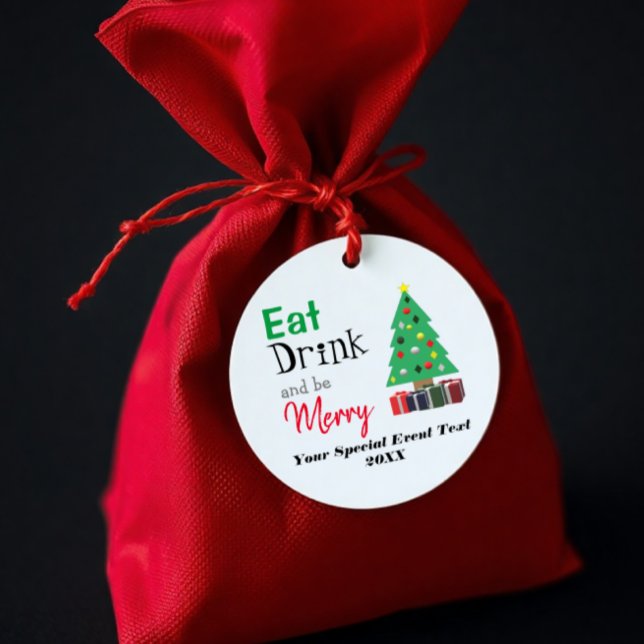 Étiquettes Cadeau Manger, boire et être joyeux (Créateur téléchargé)