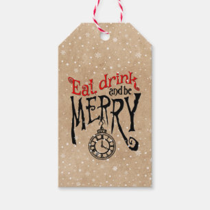 Étiquettes-cadeau Mangez Boire Et Soyez Merry Whimsical