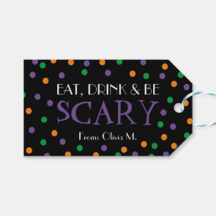 Étiquettes-cadeau Mangez Boire & Soyez Effrayant Halloween Candy Tri
